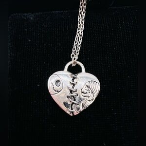Jeulia Sterling Silver "Magic of Love" Jack Skeleton & Sally Heart Necklace